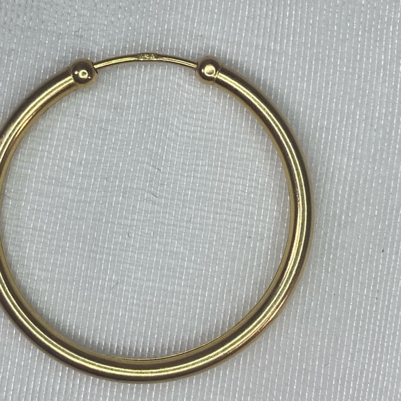 14K YELLOW GOLD classic polished endless hoops REAL GOLD 1” - Picture 12 of 15